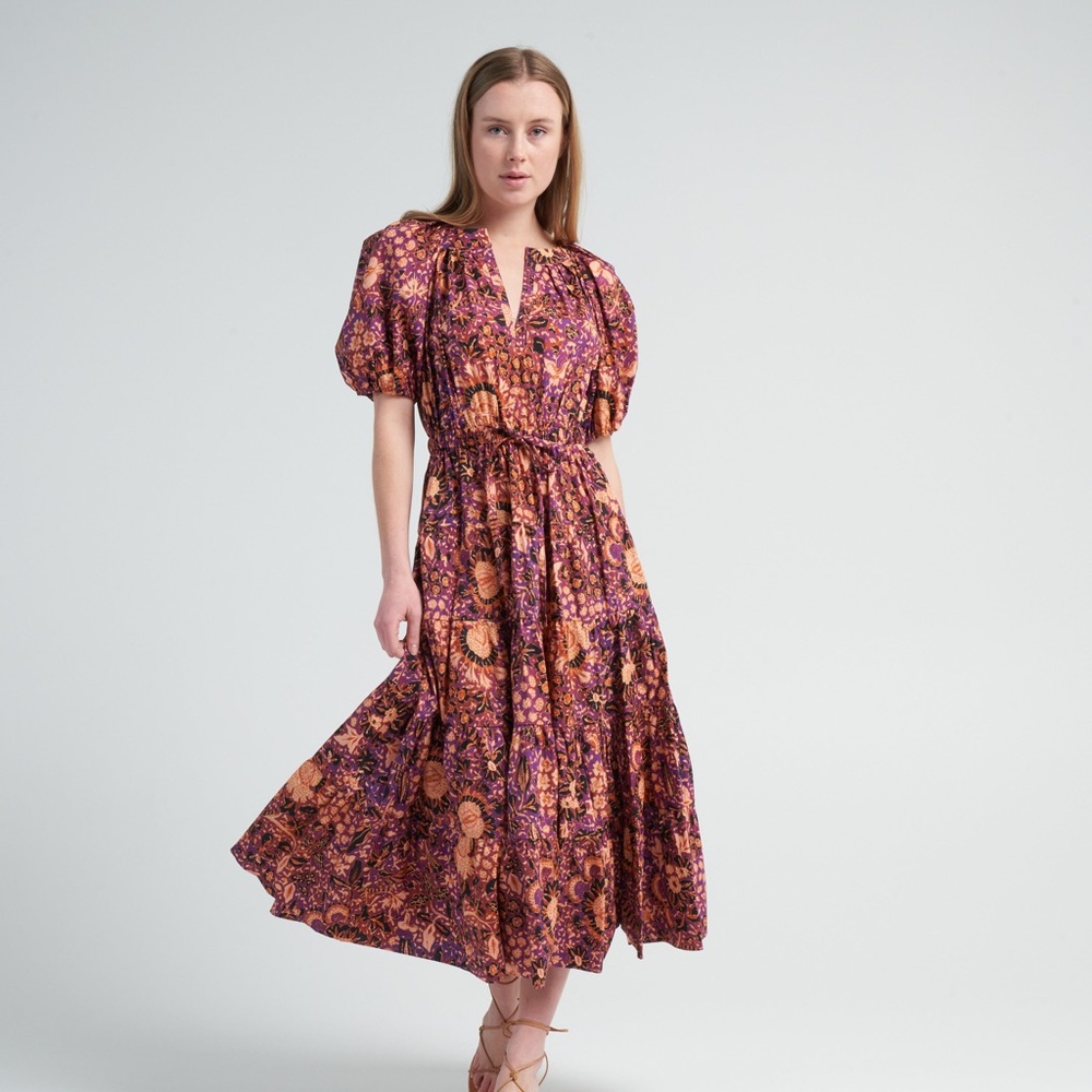 Ulla Johnson Olina Midi Dress - Purple And Orange… - image 1